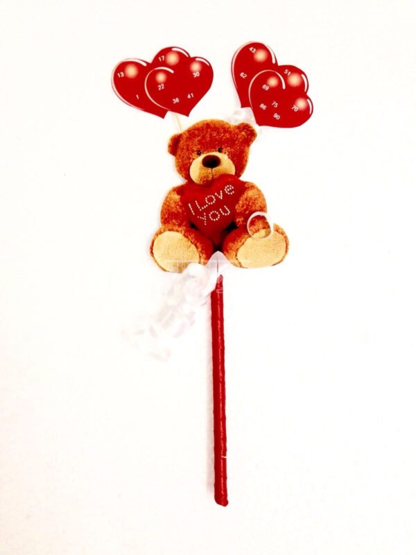 Teddy With Hearts Stick Tambola Tickets